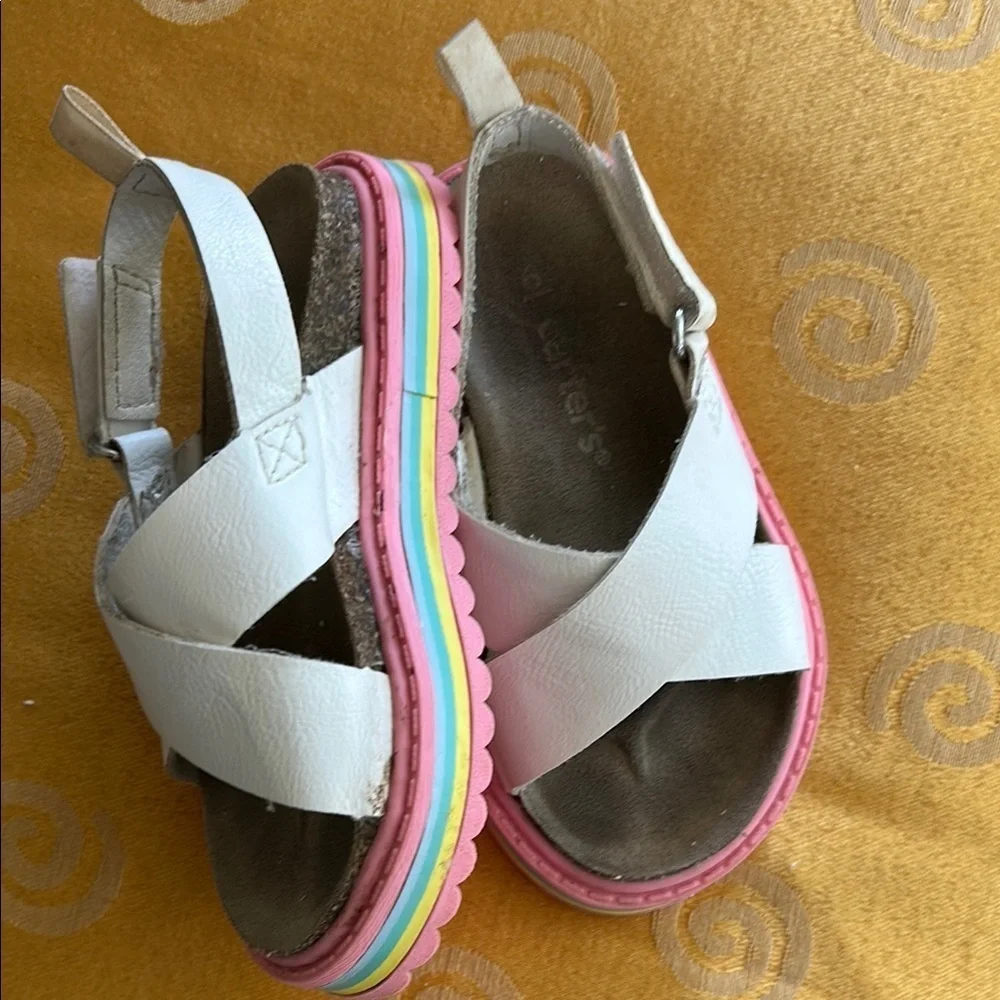 Girls 6 Carter's White and Pink Sandals with Crossover Straps